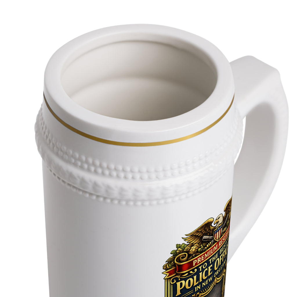 Personalized New Orleans Police Officer Beer Stein 22oz - Custom Name Cop Mug, Law Enforcement Gift for Him