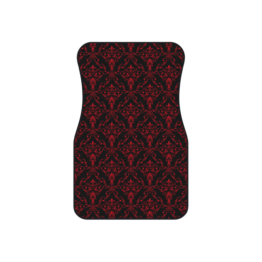 Red & Black Damask Car Floor Mats – 4-Piece Set