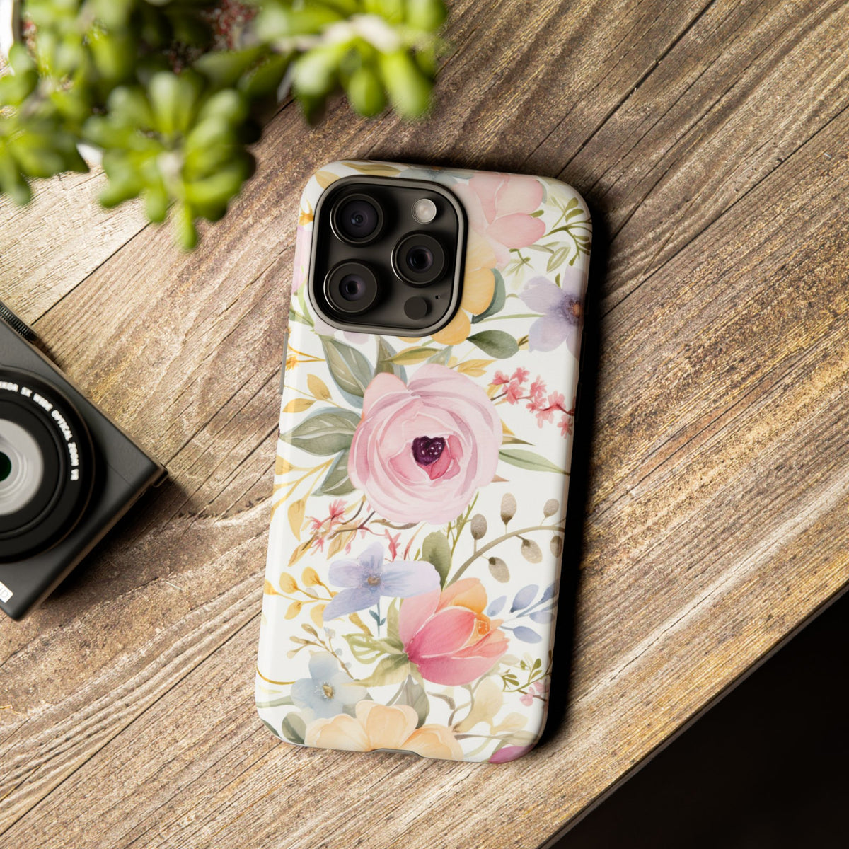 Pastel Floral Tough Phone Case – Watercolor Flower Design