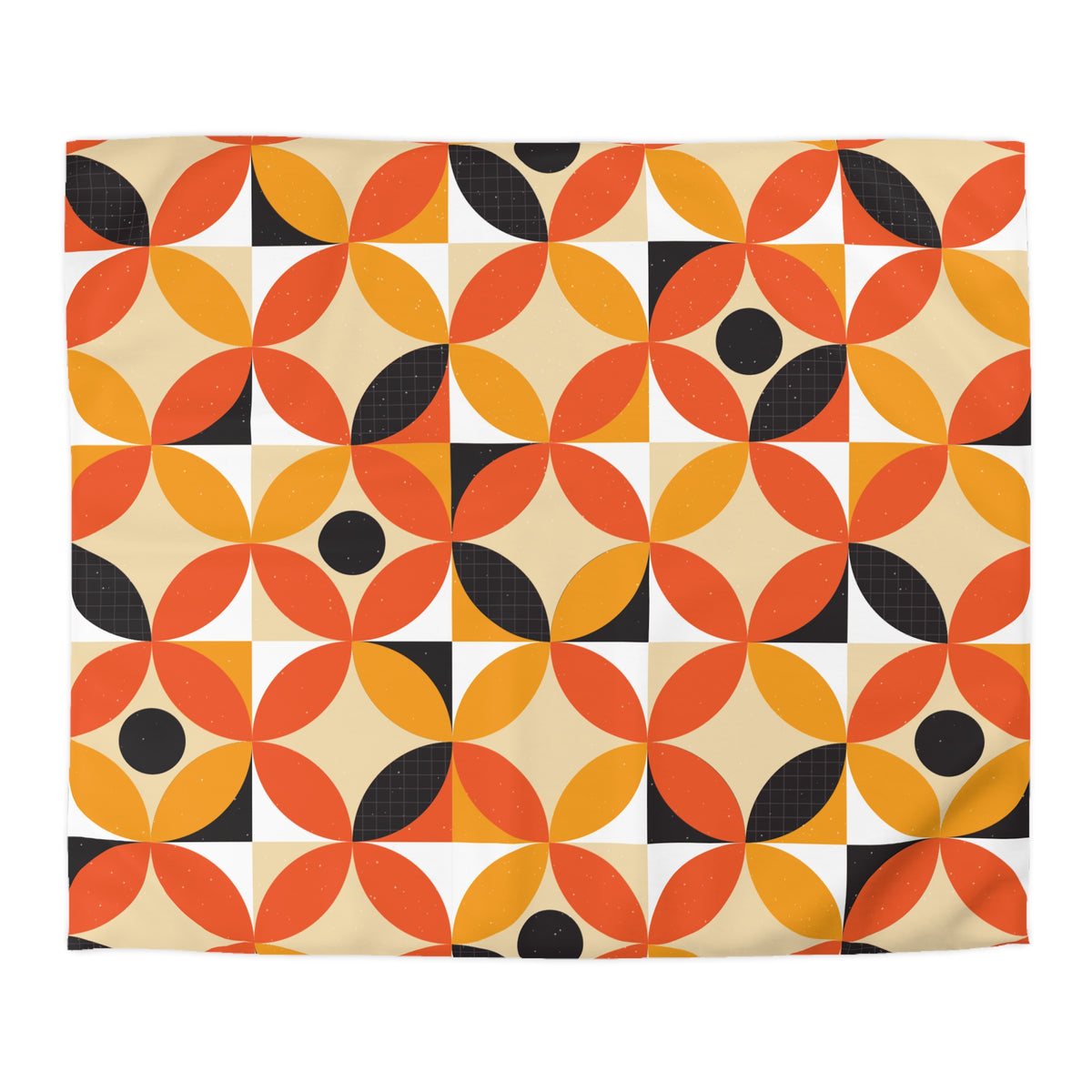 Retro Geometric Circle Pattern Duvet | Orange Mustard Mid Century Modern