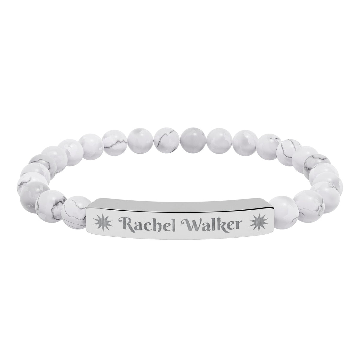 Personalized Natural Stone Bracelet – Custom Name & Sun