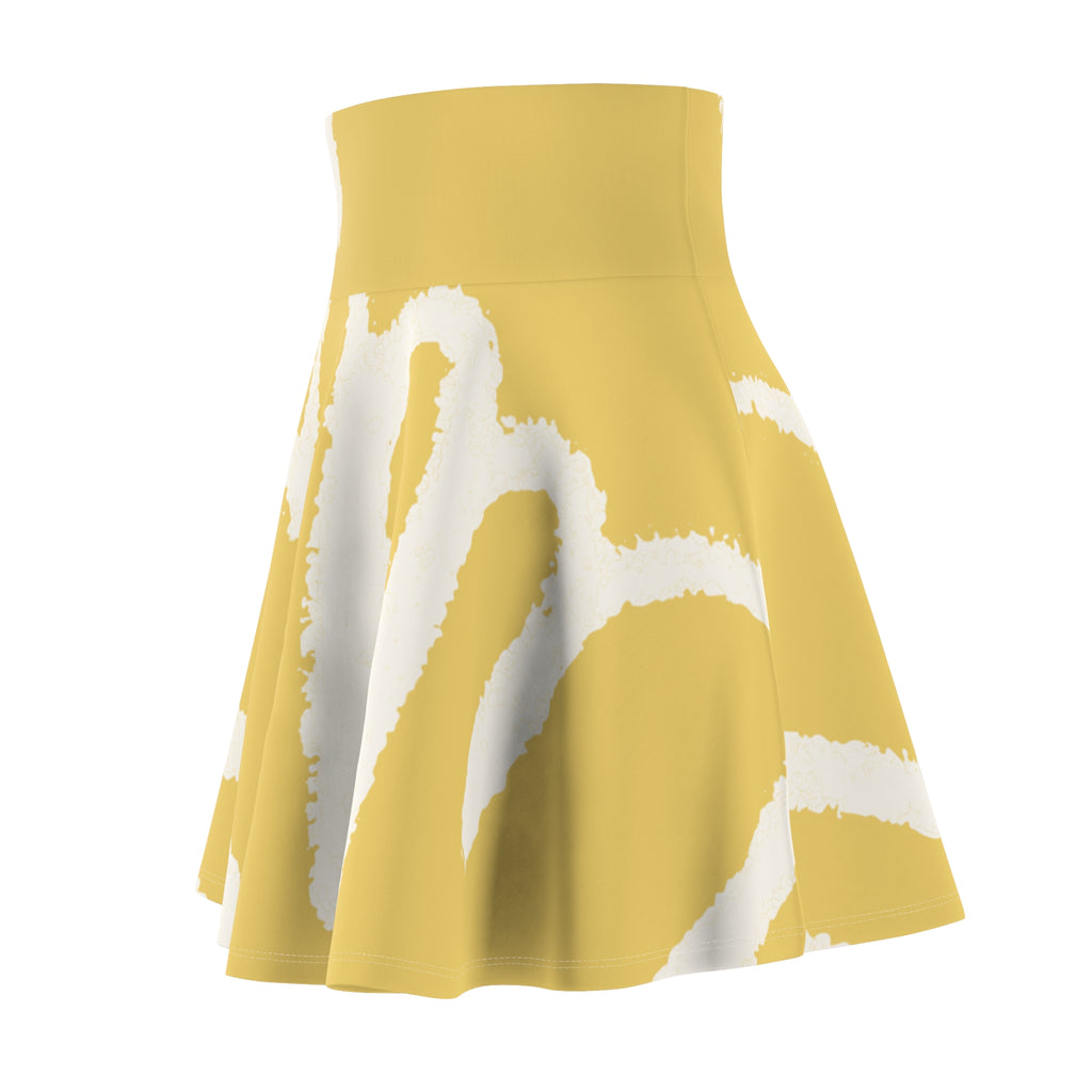 Yellow Abstract Skater Skirt – Modern Wavy Pattern