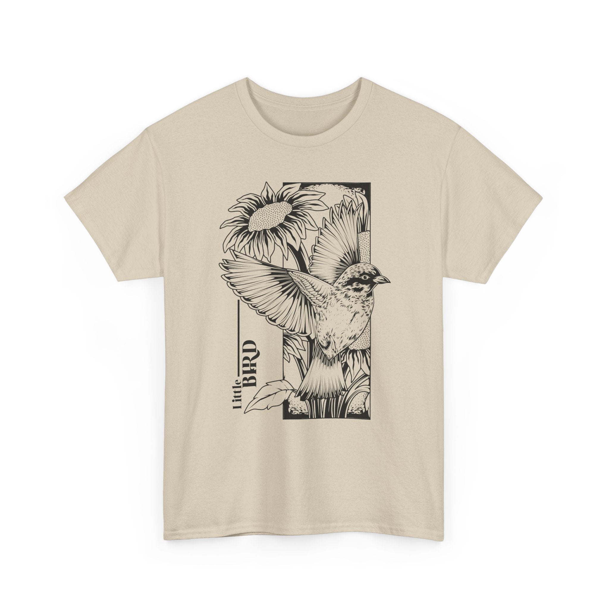 Bird & Sunflower Graphic Tee Nature Lover Unisex Shirt Casual  – Bamerix