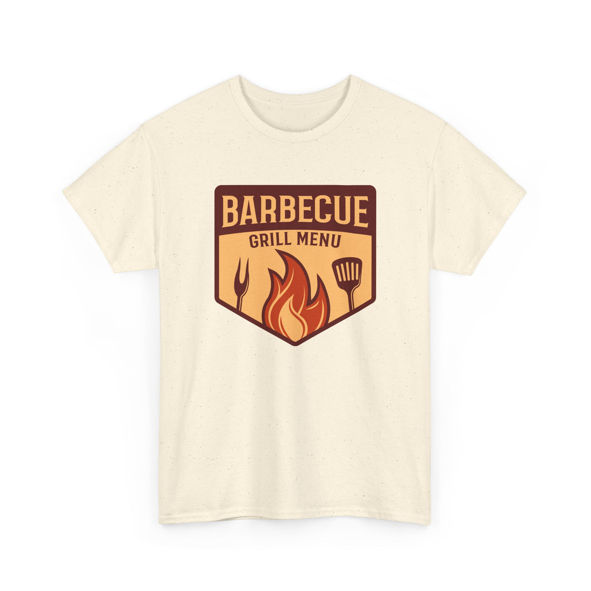 BBQ Grill Menu T-Shirt – Flames & Grilling Utensils Graphic Tee