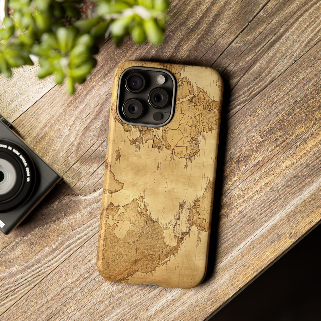 Vintage World Map Tough Phone Case – Antique Travel Design
