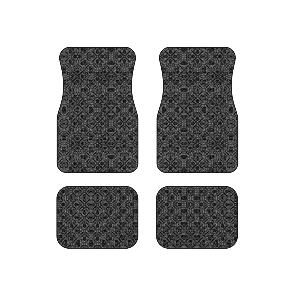 Black Geometric Car Floor Mats – 4-Piece Set