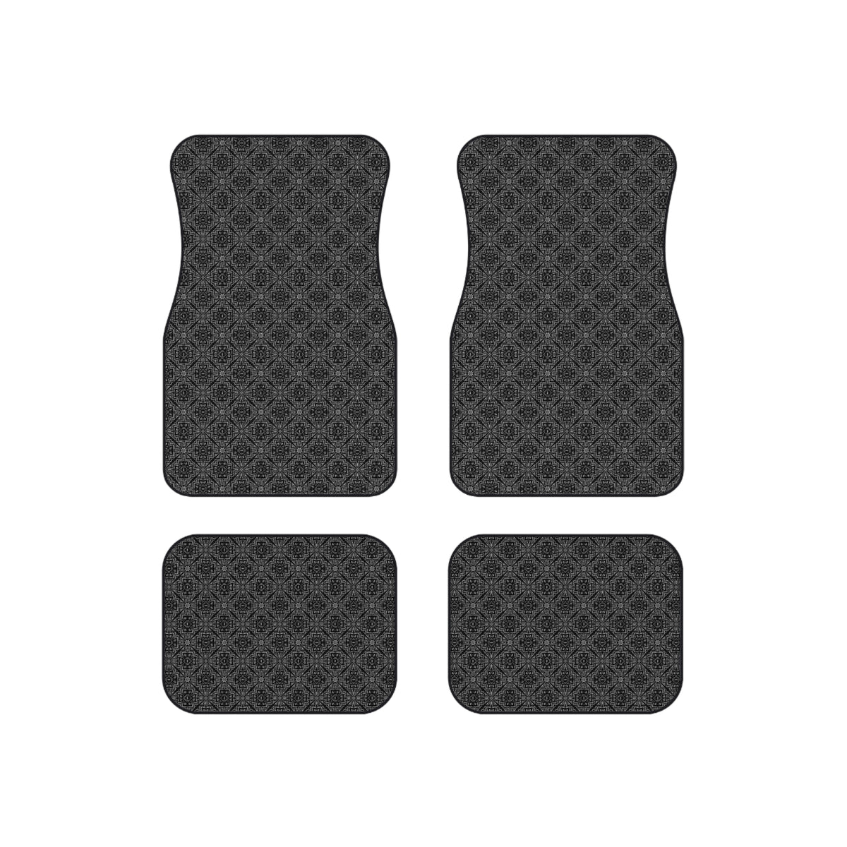 Black Geometric Car Floor Mats – 4-Piece Set