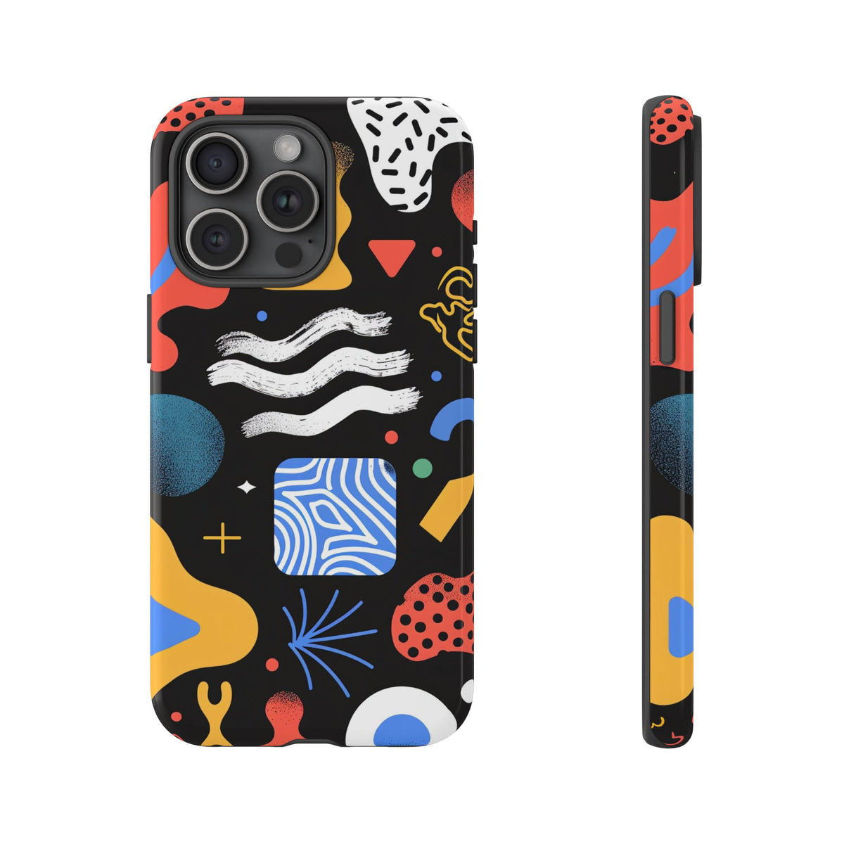 Colorful Abstract Tough Phone Case – Modern Geometric Design