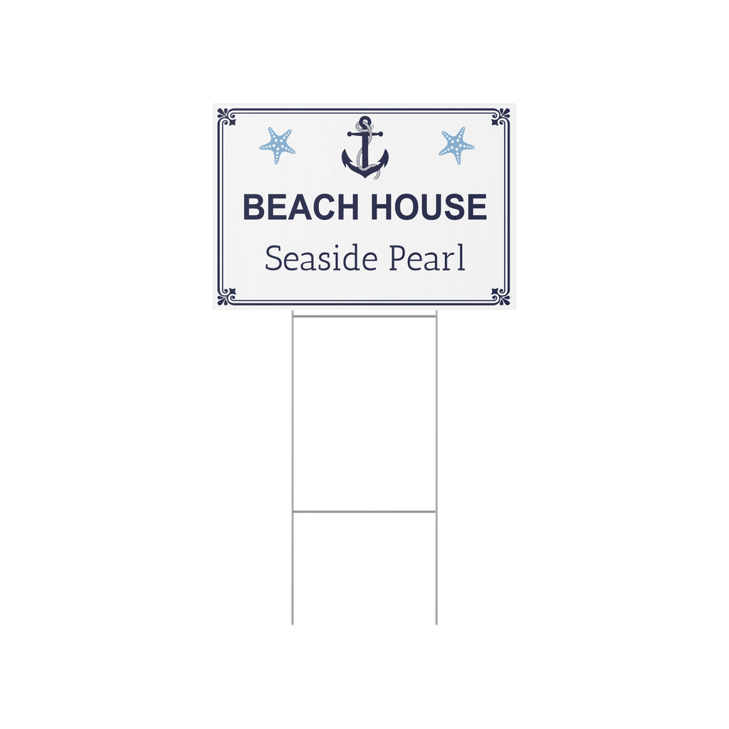 Personalized Beach House Lawn Sign – Custom Coastal Property Name Sign Y7