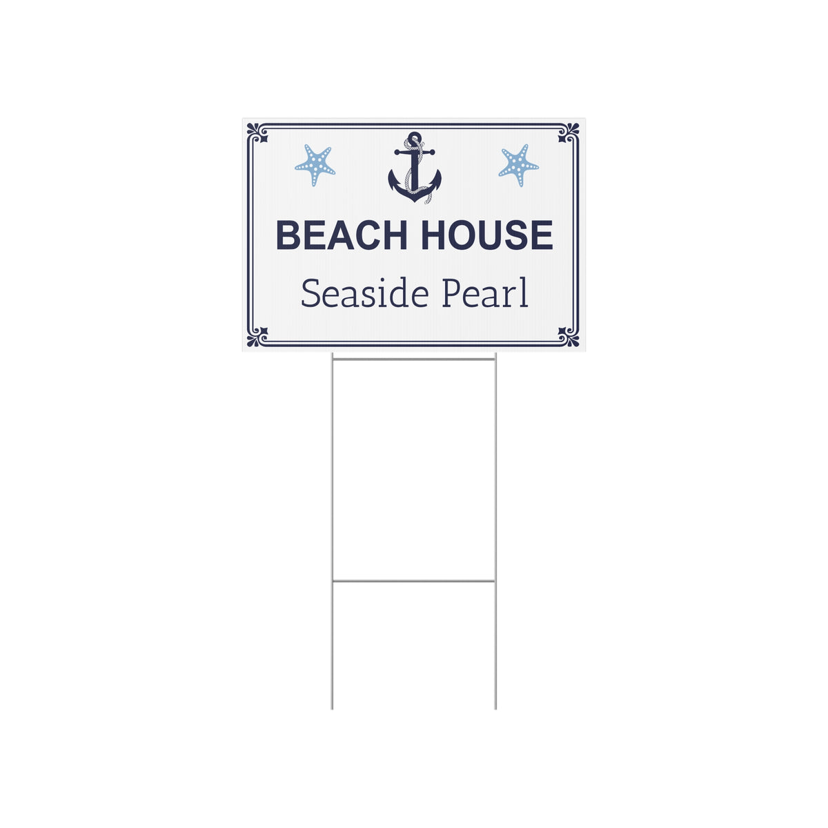 Personalized Beach House Lawn Sign – Custom Coastal Property Name Sign Y7