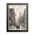 1950s New York City Framed Poster – Vintage Black & White Manhattan Wall Art