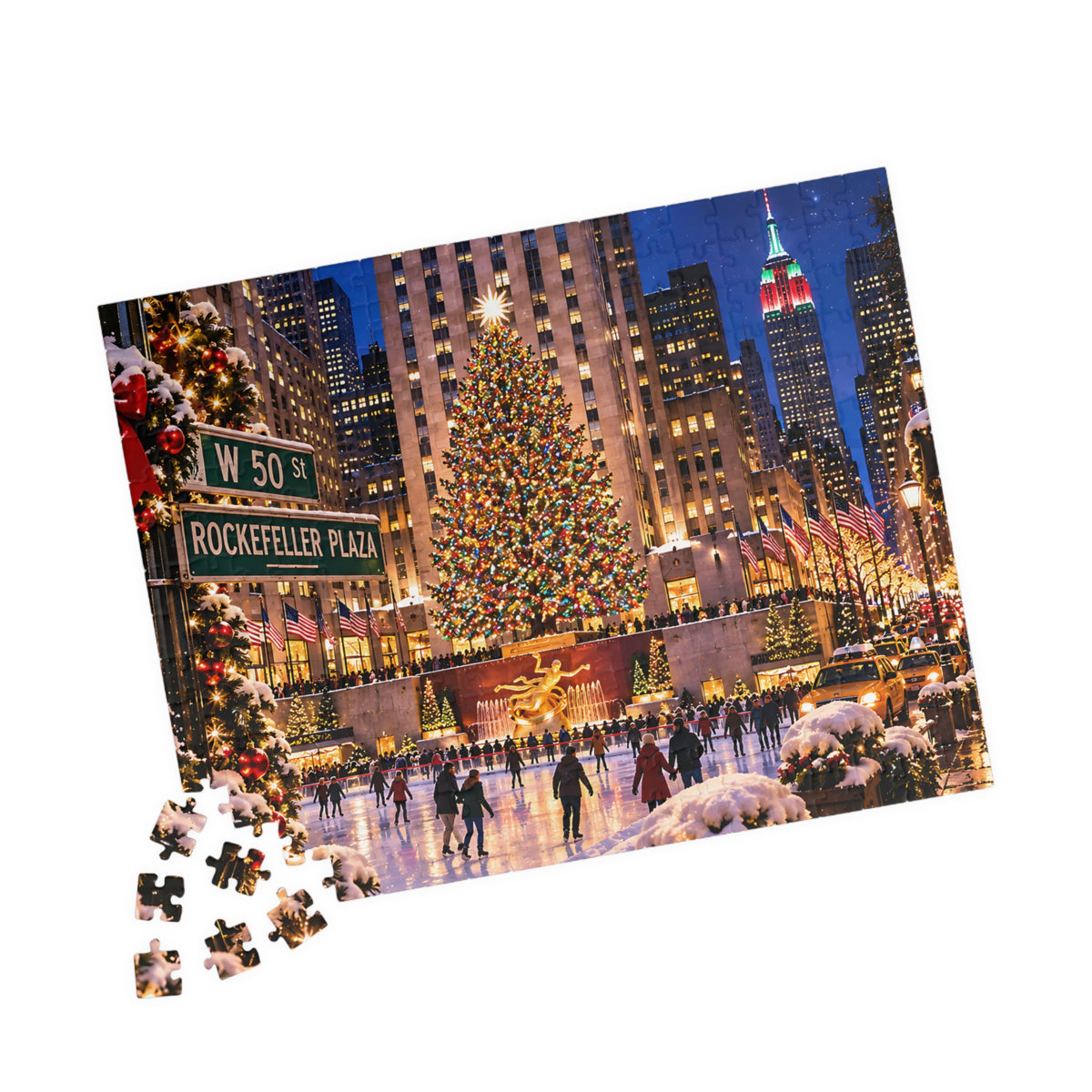 New York Christmas Puzzle – Rockefeller Center Jigsaw Puzzle (110, 252, 520, 1014-piece)