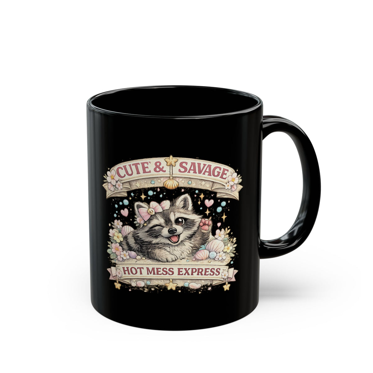 Cute and Savage Hot Mess Express Mug Funny Raccoon Coffee Cup Gift for Her