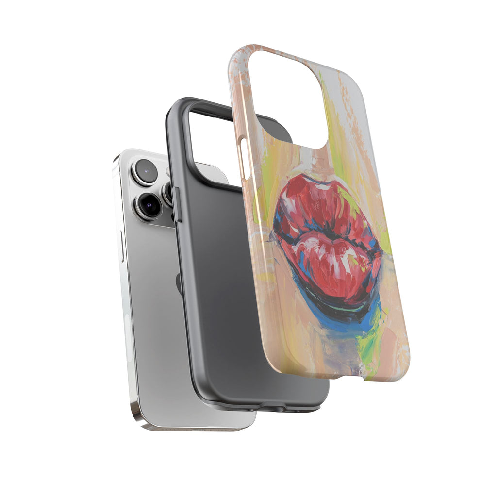 Red Lips Art Phone Case – Abstract Painted Tough Case
