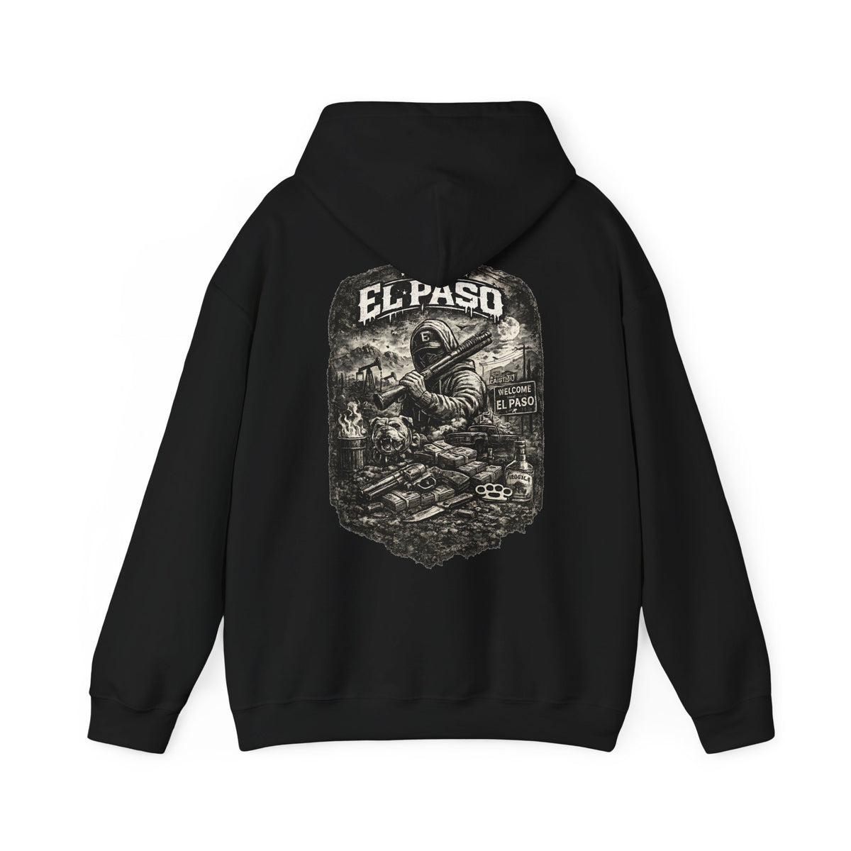 El Paso Hoodie Texas Border Streetwear, Dark Western Graphic Hoodie, Urban Unisex Sweatshirt