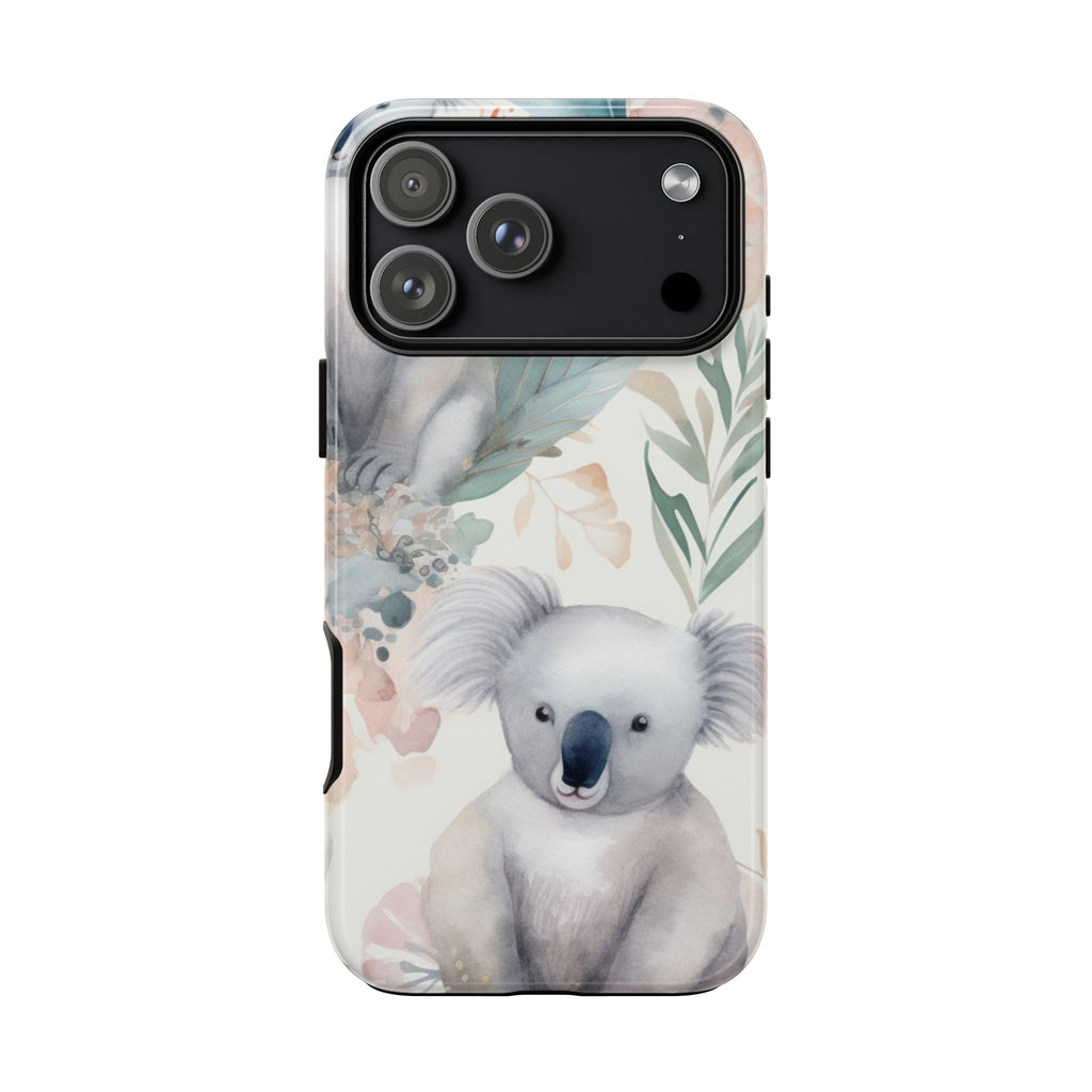 Cute Koala Tough Phone Case – Watercolor Botanical Design