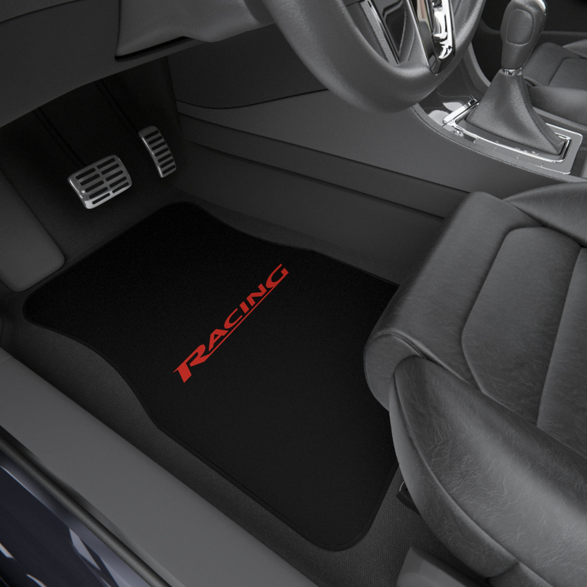 Racing Car Floor Mats – Black & Red 4-Piece Set