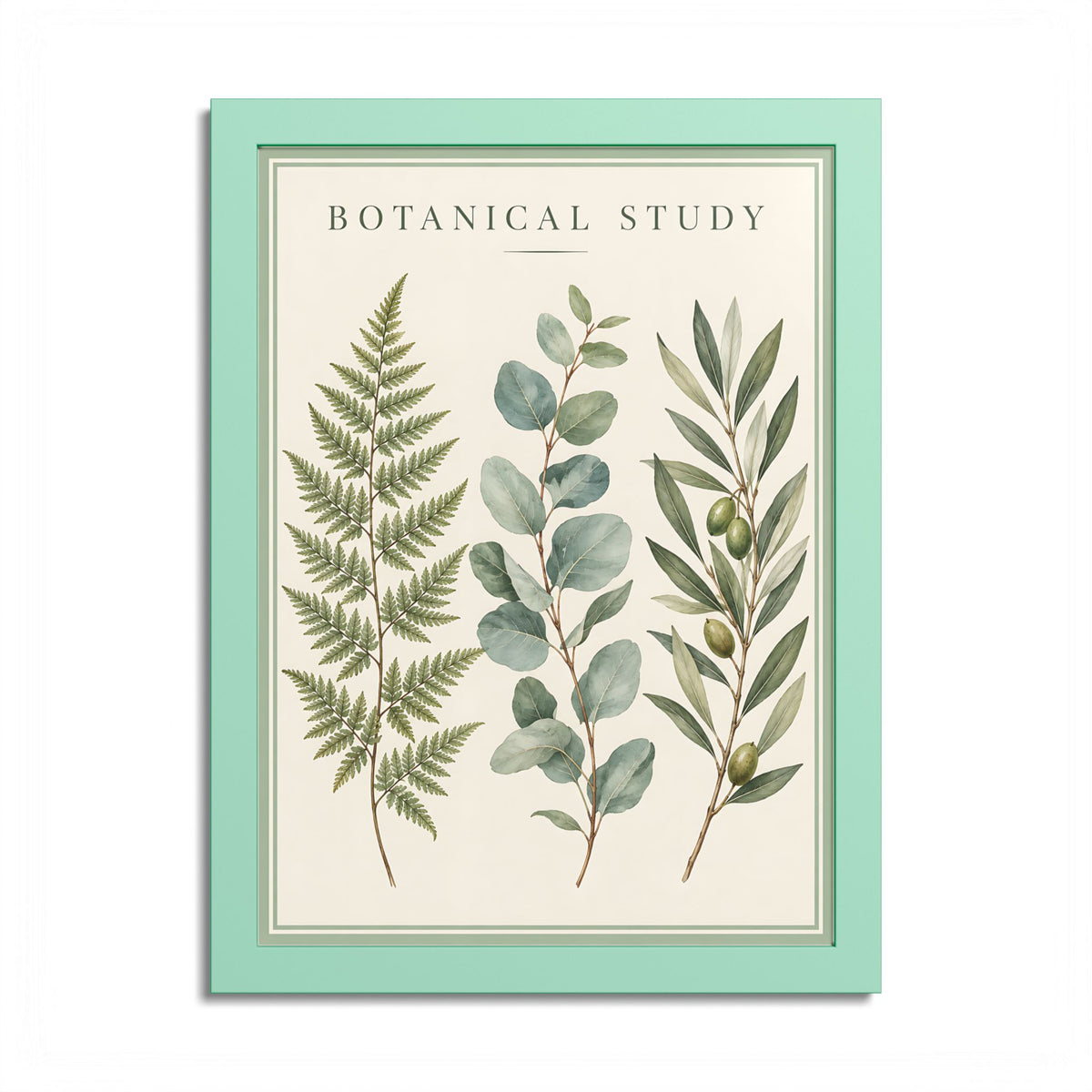 Botanical Study Framed Poster – Vintage Greenery Wall Art