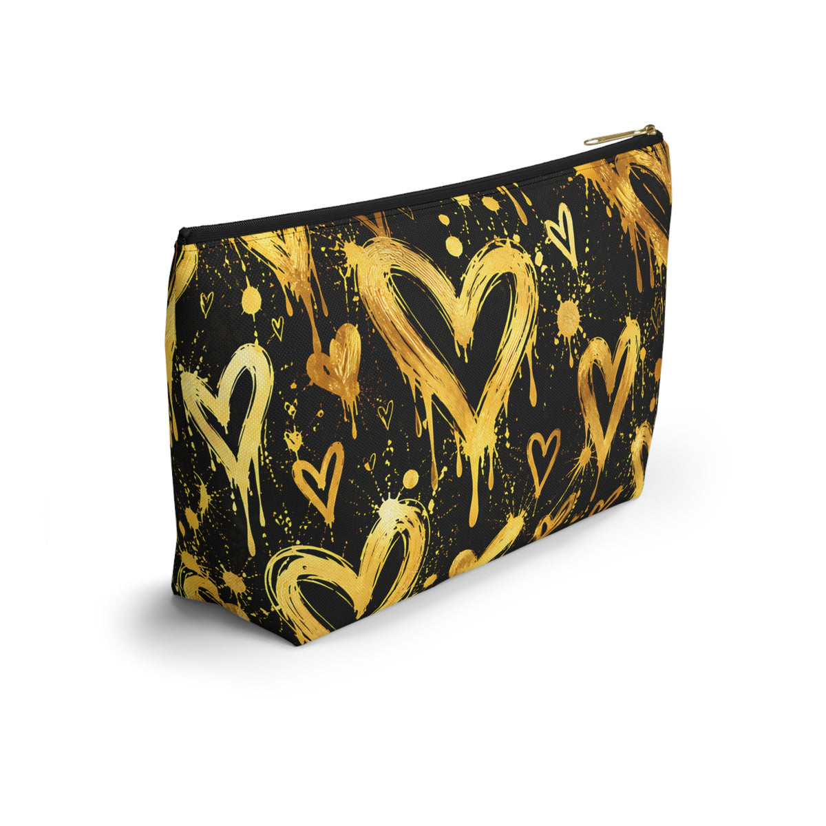 Gold Graffiti Hearts Pouch – Black & Gold Street Art Print