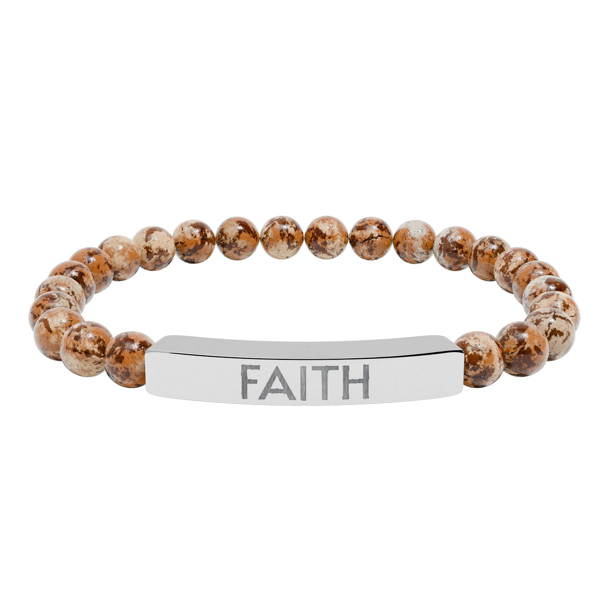Faith Natural Stone Bracelet – Engraved Inspirational Jewelry