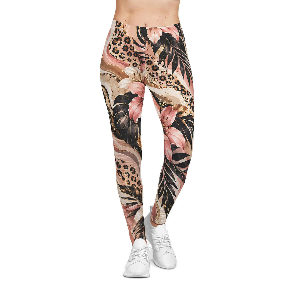 Blush Tropical Leopard Leggings – Floral Animal Print
