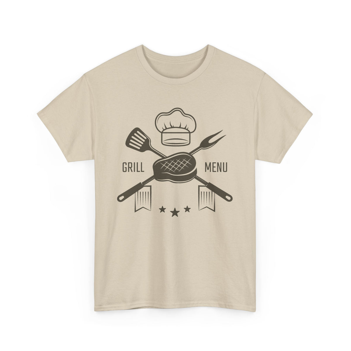 BBQ Grill Menu T-Shirt – Chef Hat & Grilling Utensils Graphic Tee