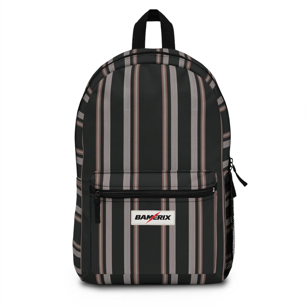 Black Striped Backpack – Modern Retro Stripe Everyday Backpack