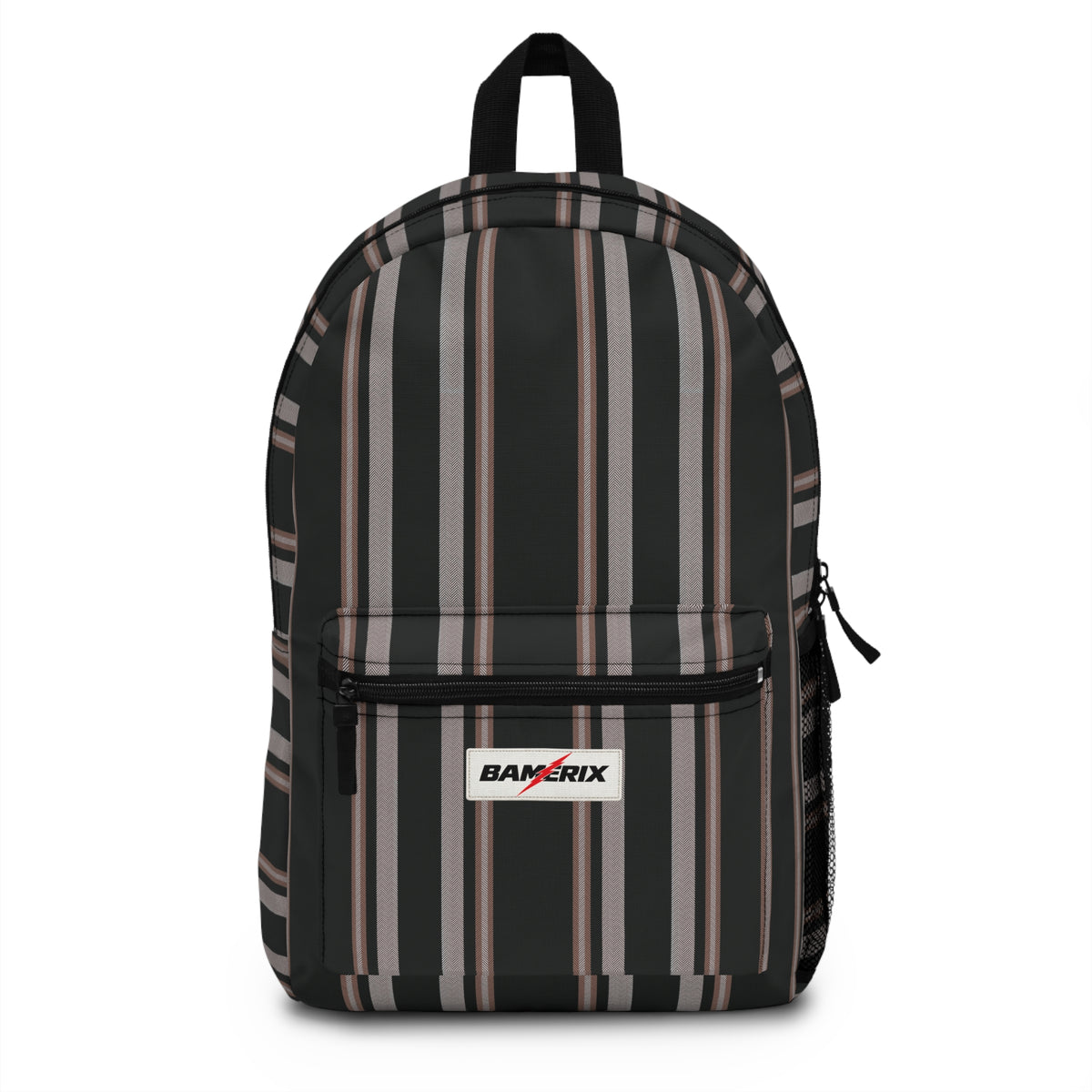 Black Striped Backpack – Modern Retro Stripe Everyday Backpack