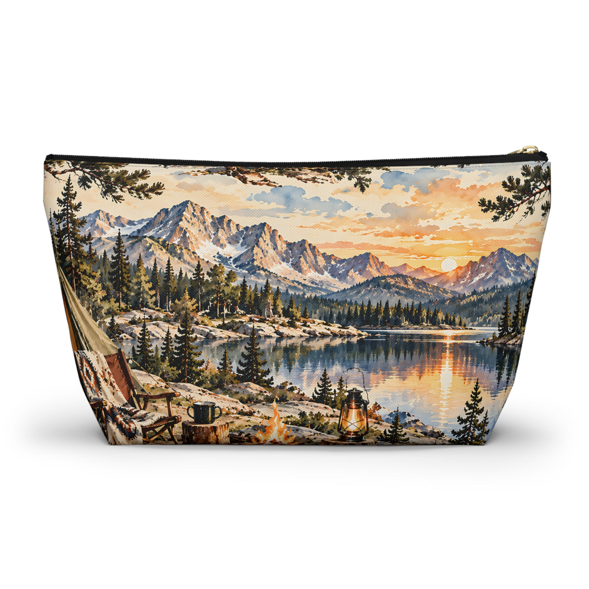 Mountain Camping Pouch – Vintage Outdoor Adventure Print