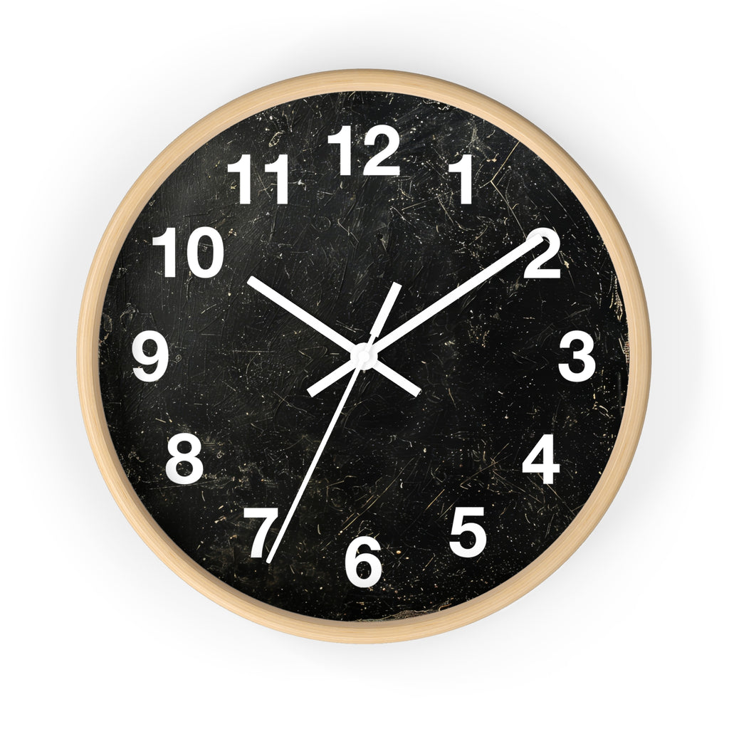 Distressed Black Marble Numbers Wall Clock | Modern Minimalist Timepiece