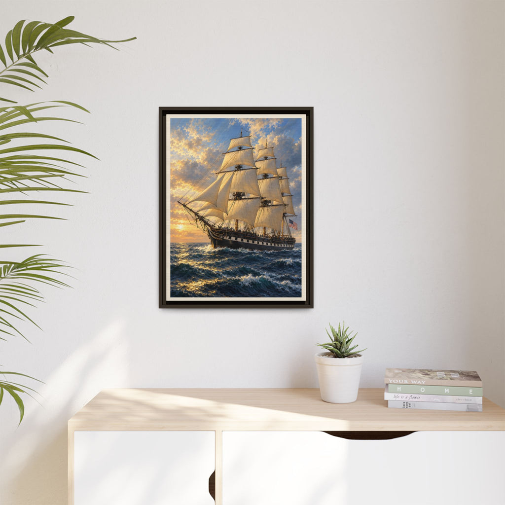 USS Constitution Old Ironsides Framed Canvas – Historic Naval Wall Art