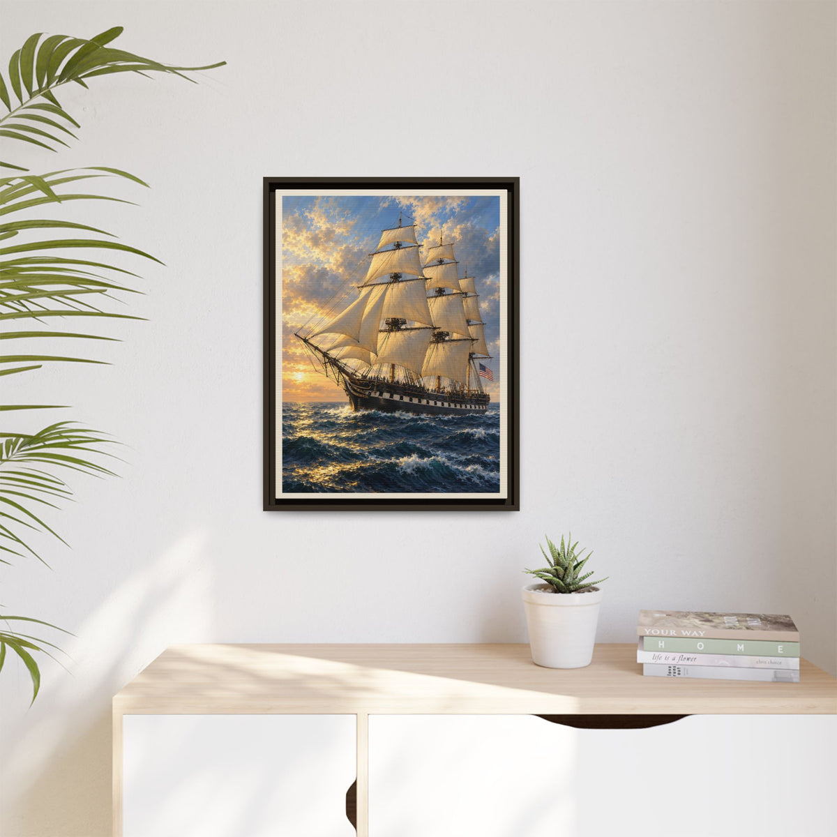 USS Constitution Old Ironsides Framed Canvas – Historic Naval Wall Art