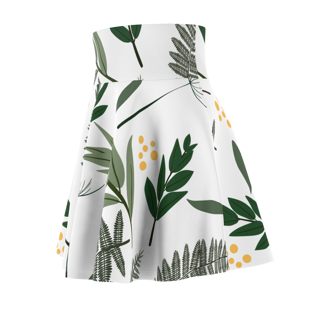 Green Botanical Skater Skirt – Leaf & Fern Pattern