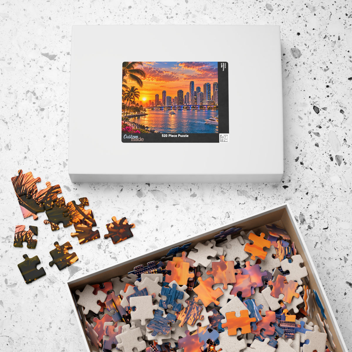 Miami Florida Puzzle – Tropical City Skyline Jigsaw Puzzle (110, 252, 520, 1014-piece)