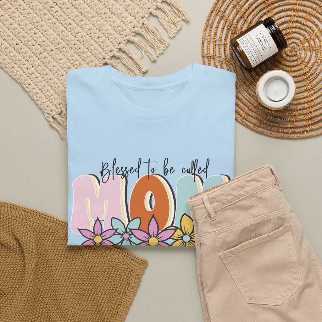 “Blessed to Be Called Mom” T-Shirt – Floral Motherhood Graphic Tee