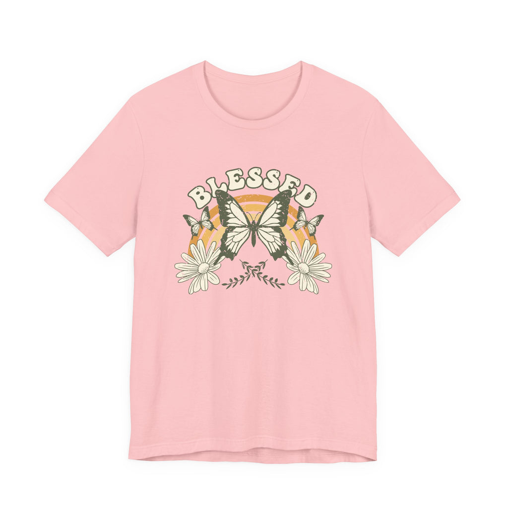 Blessed T Shirt Butterfly Floral Tee, Faith Inspirational Shirt, Boho Christian Graphic Tee