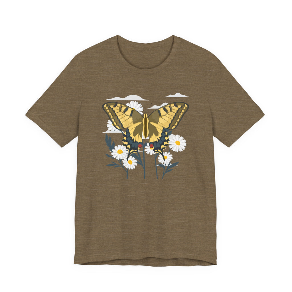 Butterfly Floral Nature Shirt  Yellow Butterfly T Shirt, Wildflower Graphic Tee, Nature Lover Gift