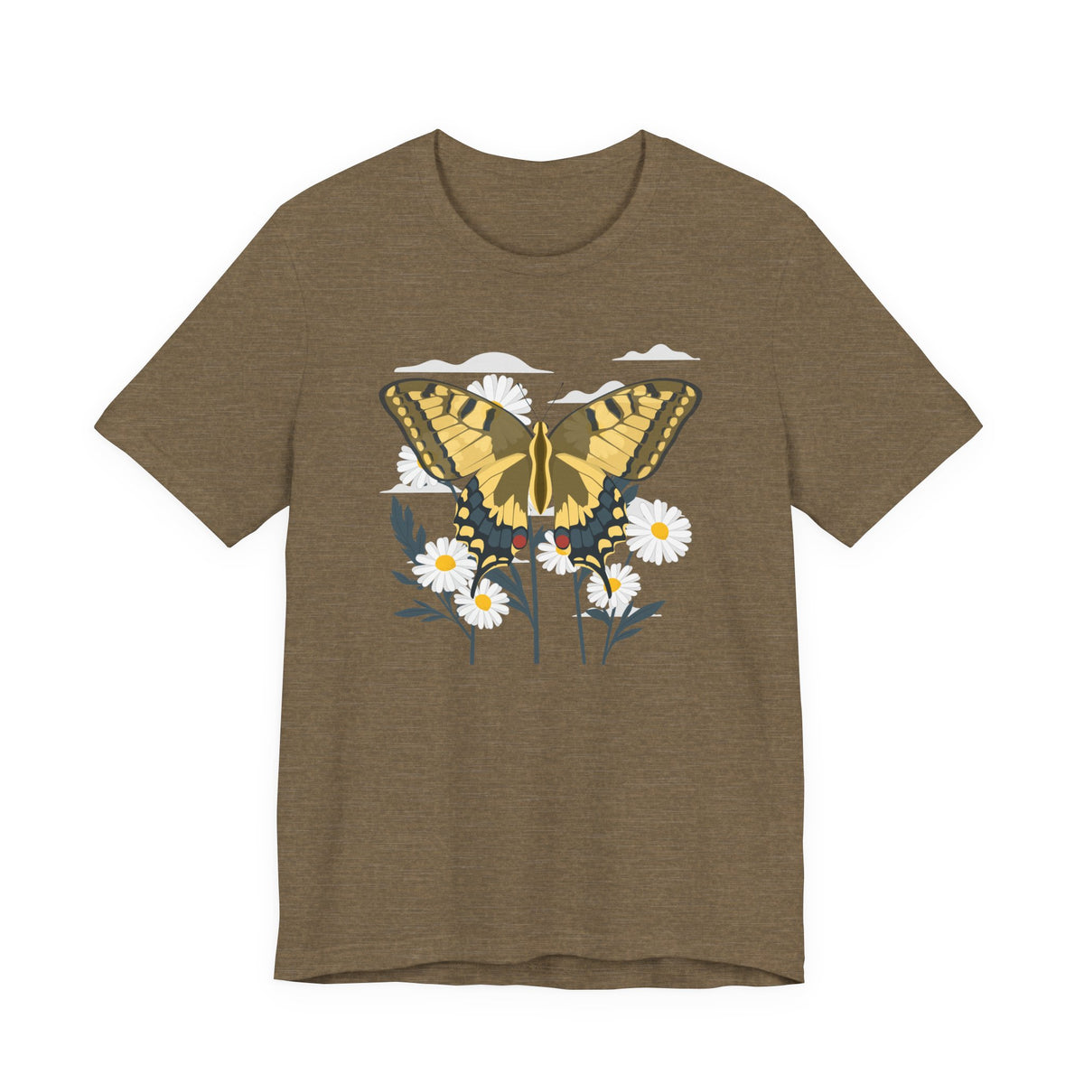 Butterfly Floral Nature Shirt  Yellow Butterfly T Shirt, Wildflower Graphic Tee, Nature Lover Gift