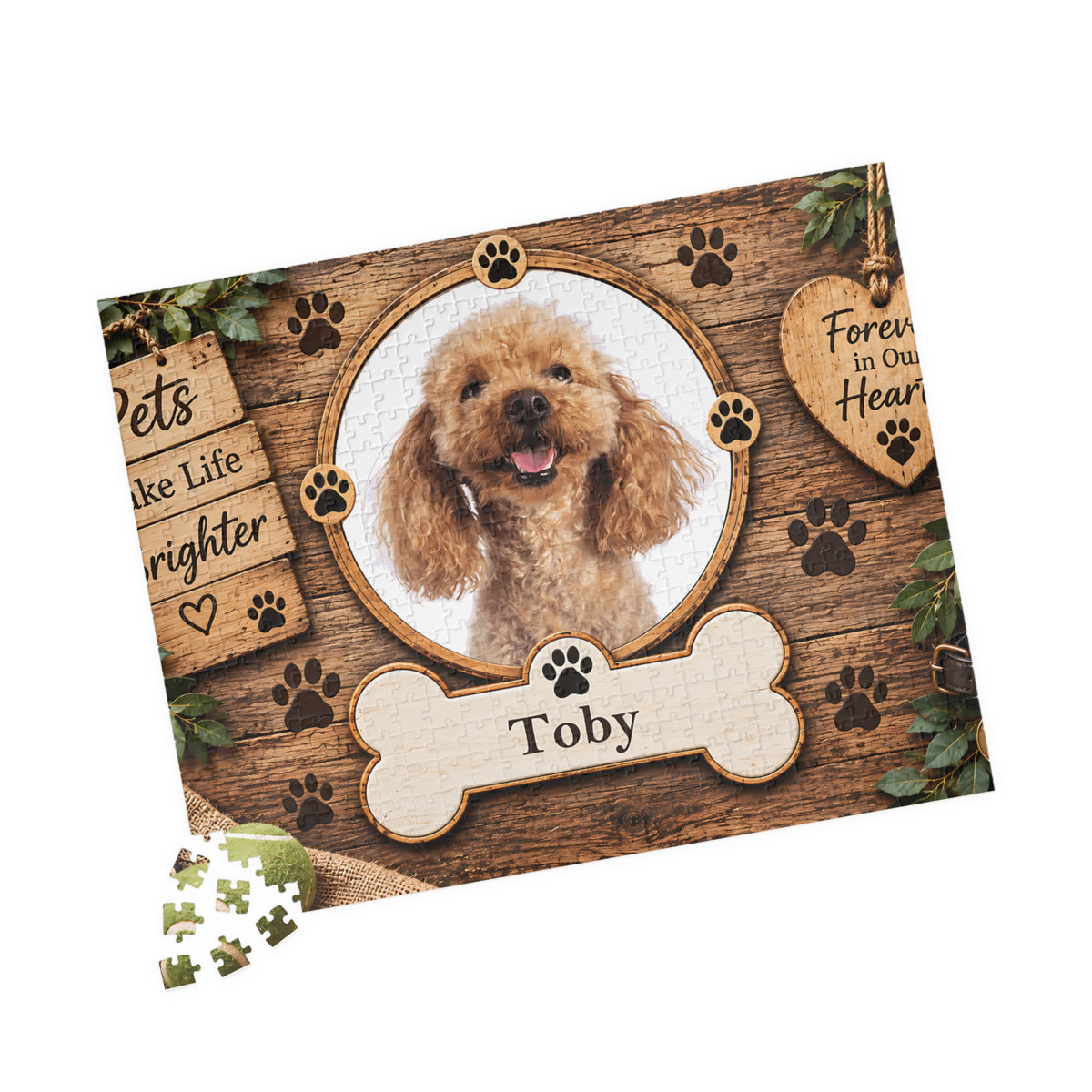 Personalized Pet Photo Puzzle – Custom Dog or Cat Picture & Name (110, 252, 520, 1014-piece)