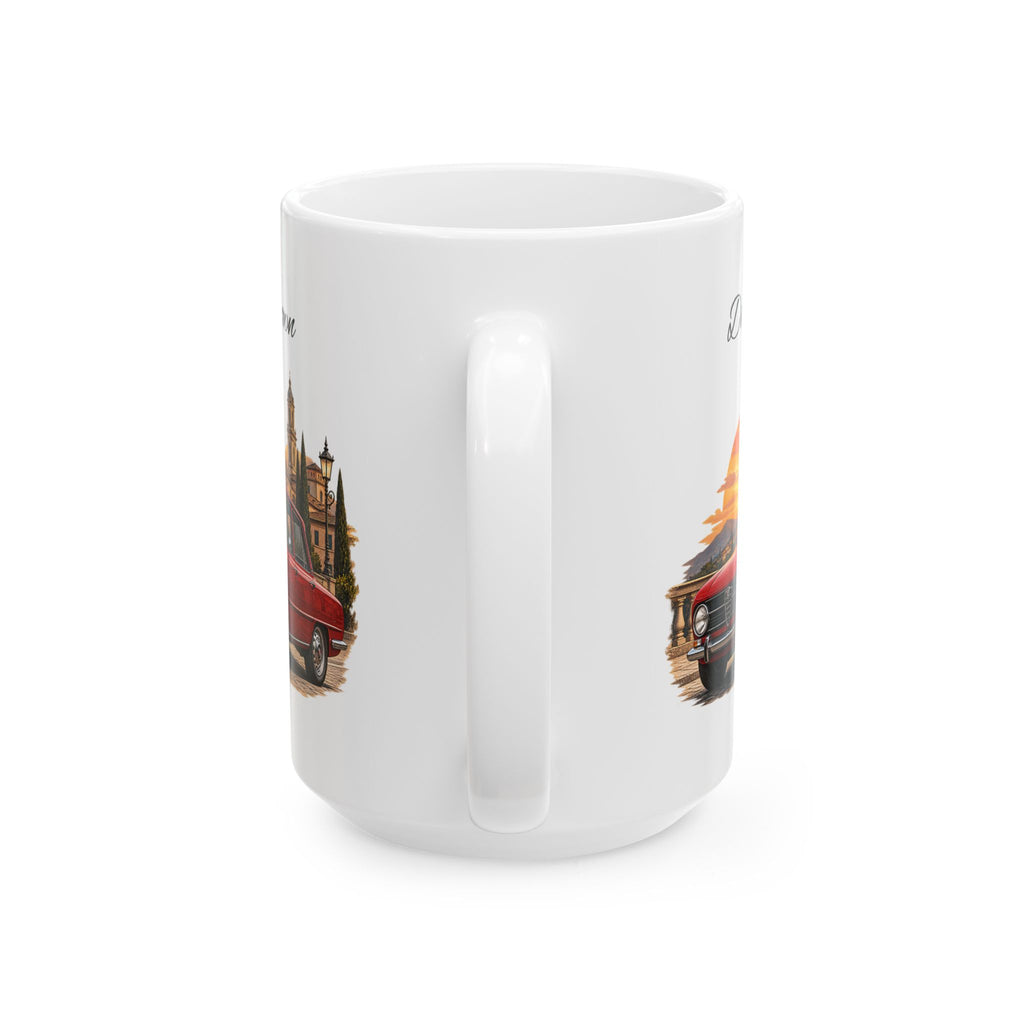 Personalized Name Vintage Italian Car Mug – Classic Red Car Gift