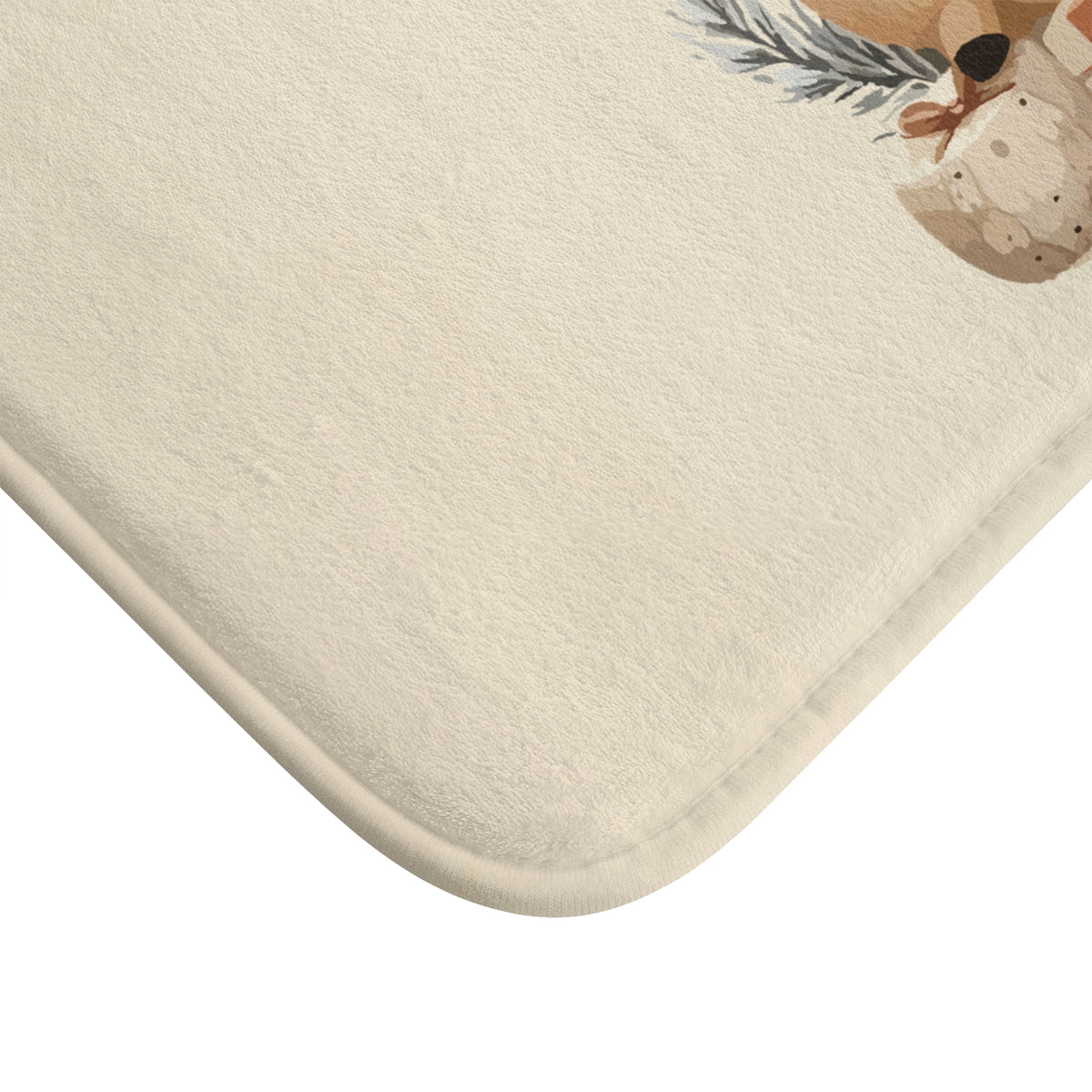 Merry Christmas Santa & Reindeer Bath Mat – Cute Holiday Bathroom Decor
