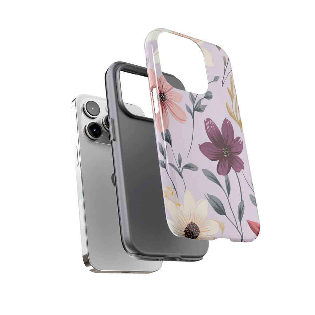 Elegant Wildflower Tough Phone Case – Soft Pastel Floral Design