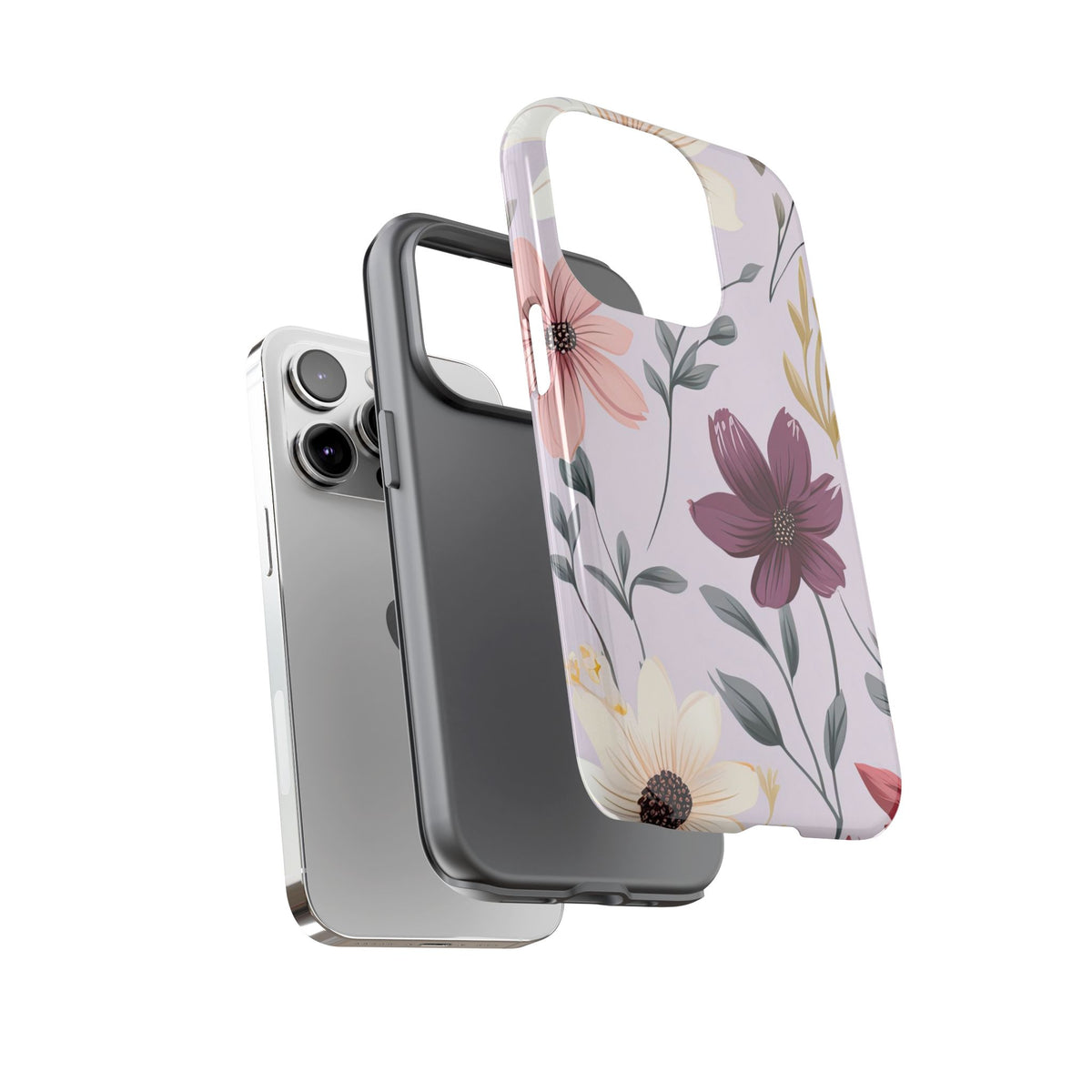 Elegant Wildflower Tough Phone Case – Soft Pastel Floral Design