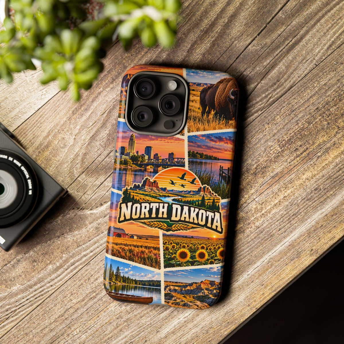 North Dakota Tough Phone Case – Badlands & Bison Collage