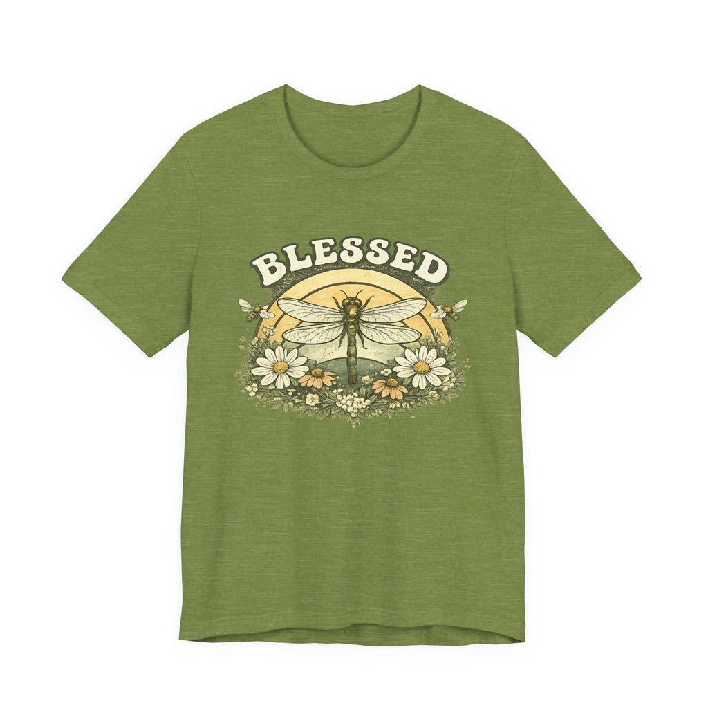 Blessed Dragonfly Shirt Floral Nature T Shirt Boho Faith Tee Vintage Botanical Graphic