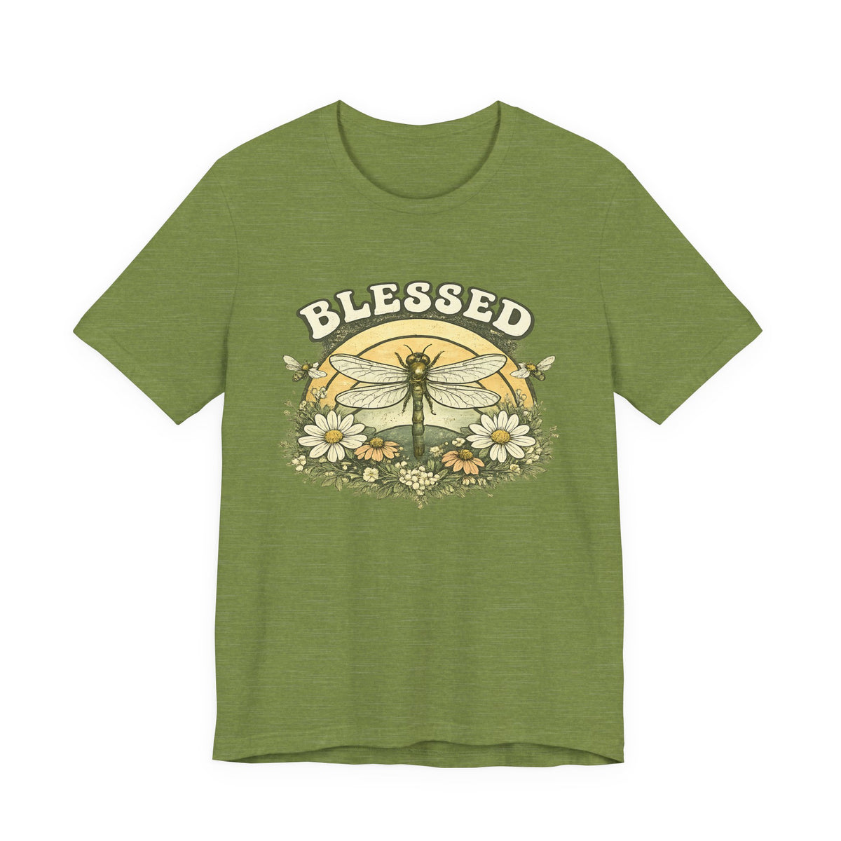Blessed Dragonfly Shirt Floral Nature T Shirt Boho Faith Tee Vintage Botanical Graphic