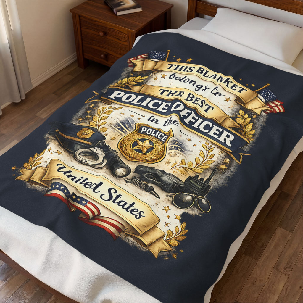 Best Police Officer Blanket  Gift for Police Officer  Patriotic Law Enforcement Throw  USA Officer Appreciation Gift