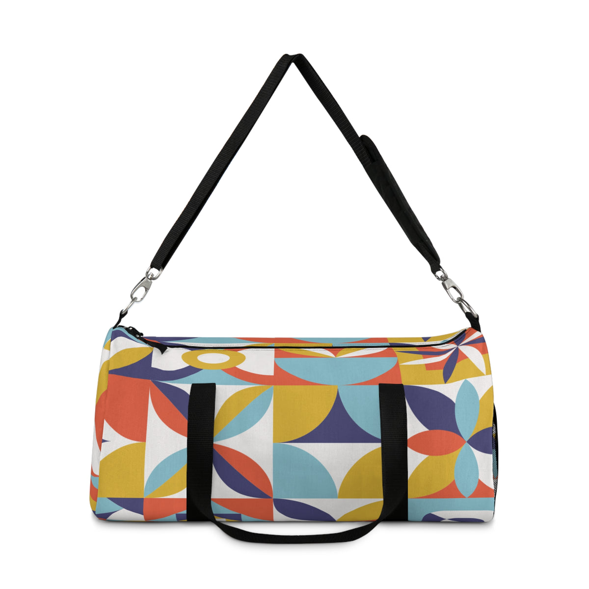 Retro Geometric Duffel Bag – Mid-Century Modern Design