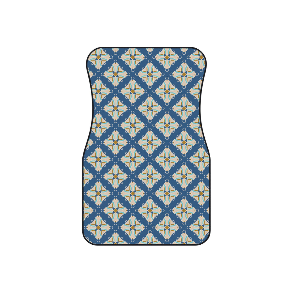 Blue Tile Pattern Car Floor Mats – 4-Piece Set