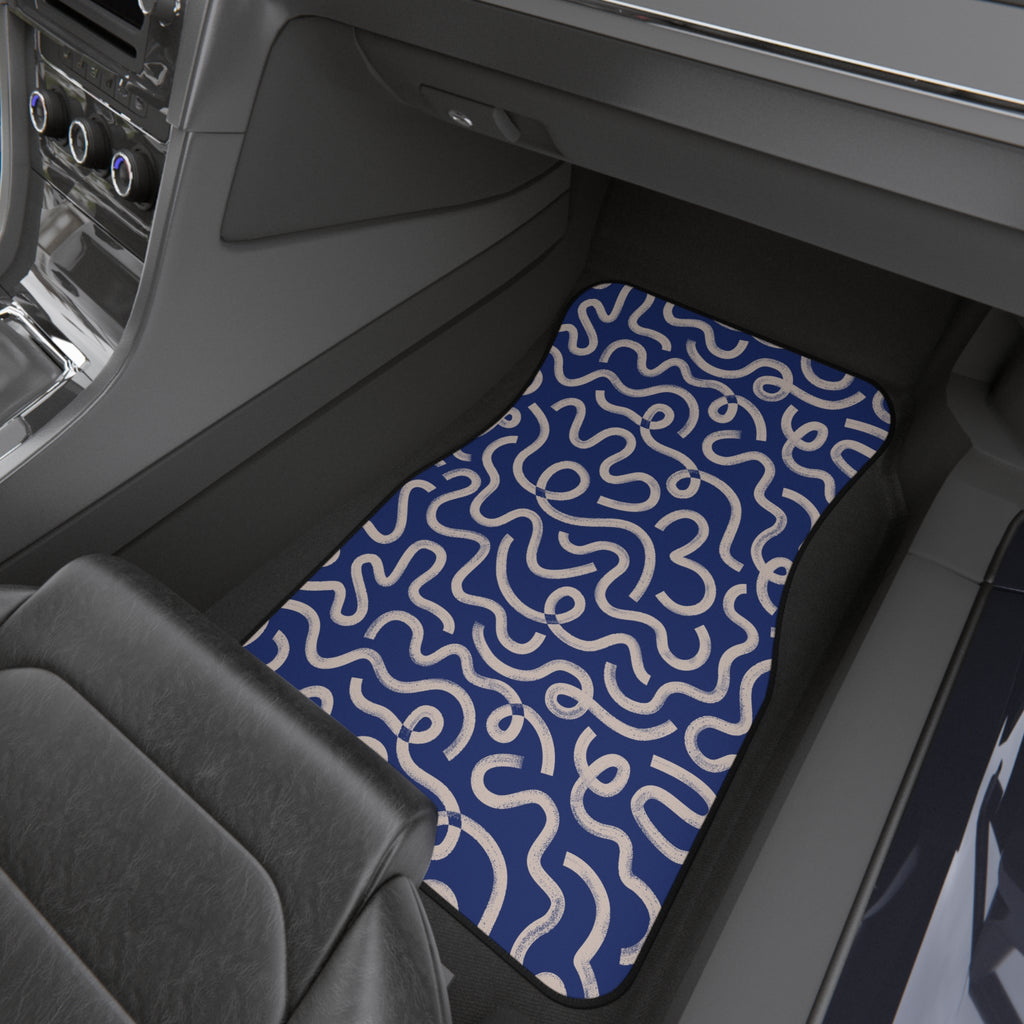 Blue Abstract Pattern Car Floor Mats – 4-Piece Set